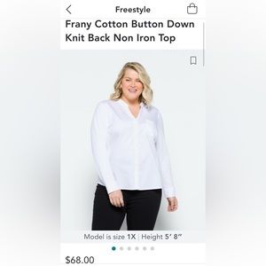 Calvin Klein cotton button down knit back non iron top